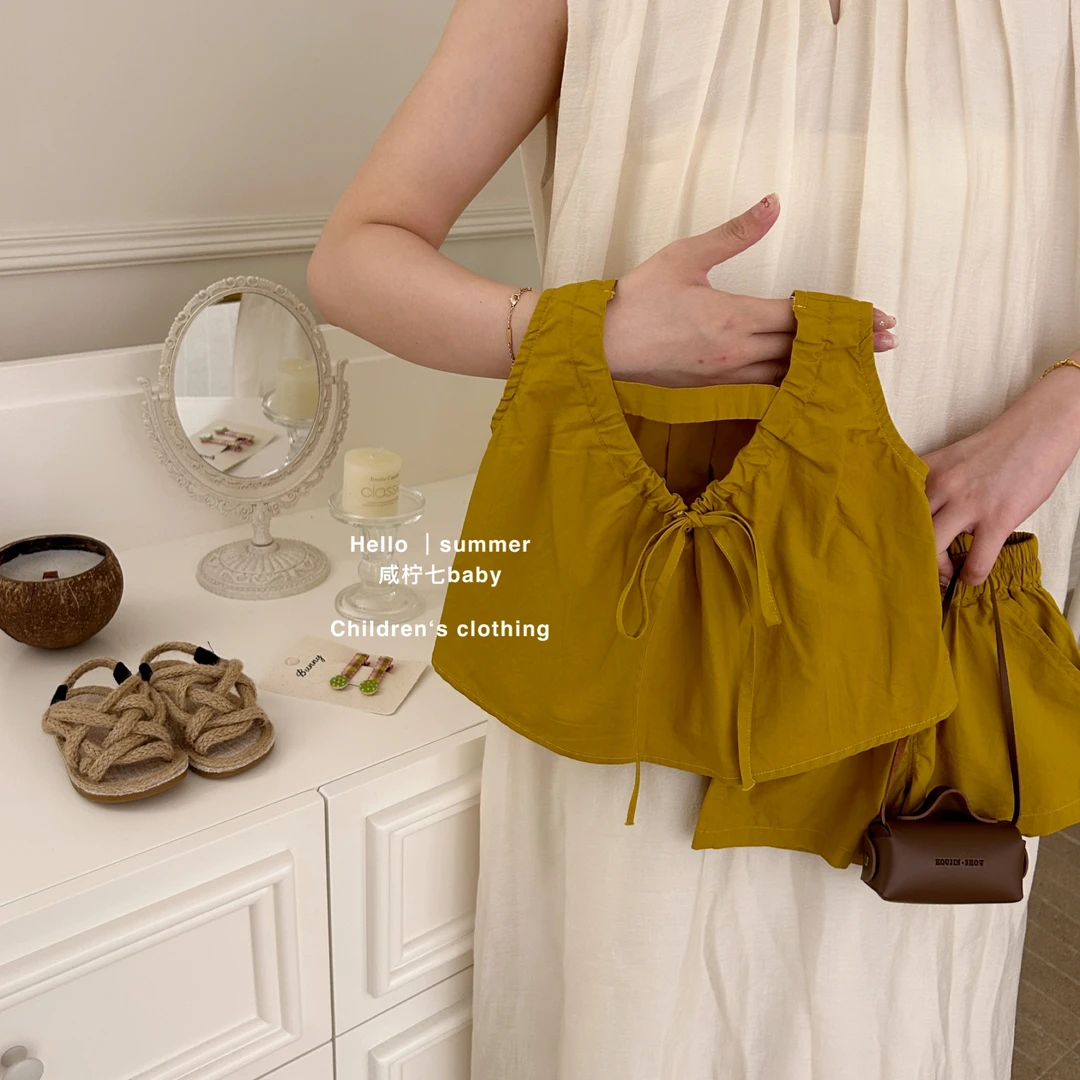 【咸柠七】女童夏装套装2025新款儿童韩系无袖背心女孩短裤两件套