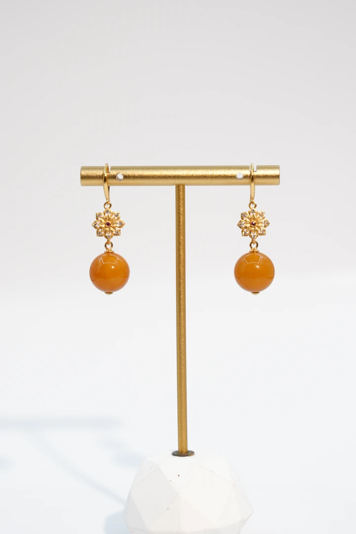 12+老蜡圆珠五角星耳钩多样性发一件YB3504906