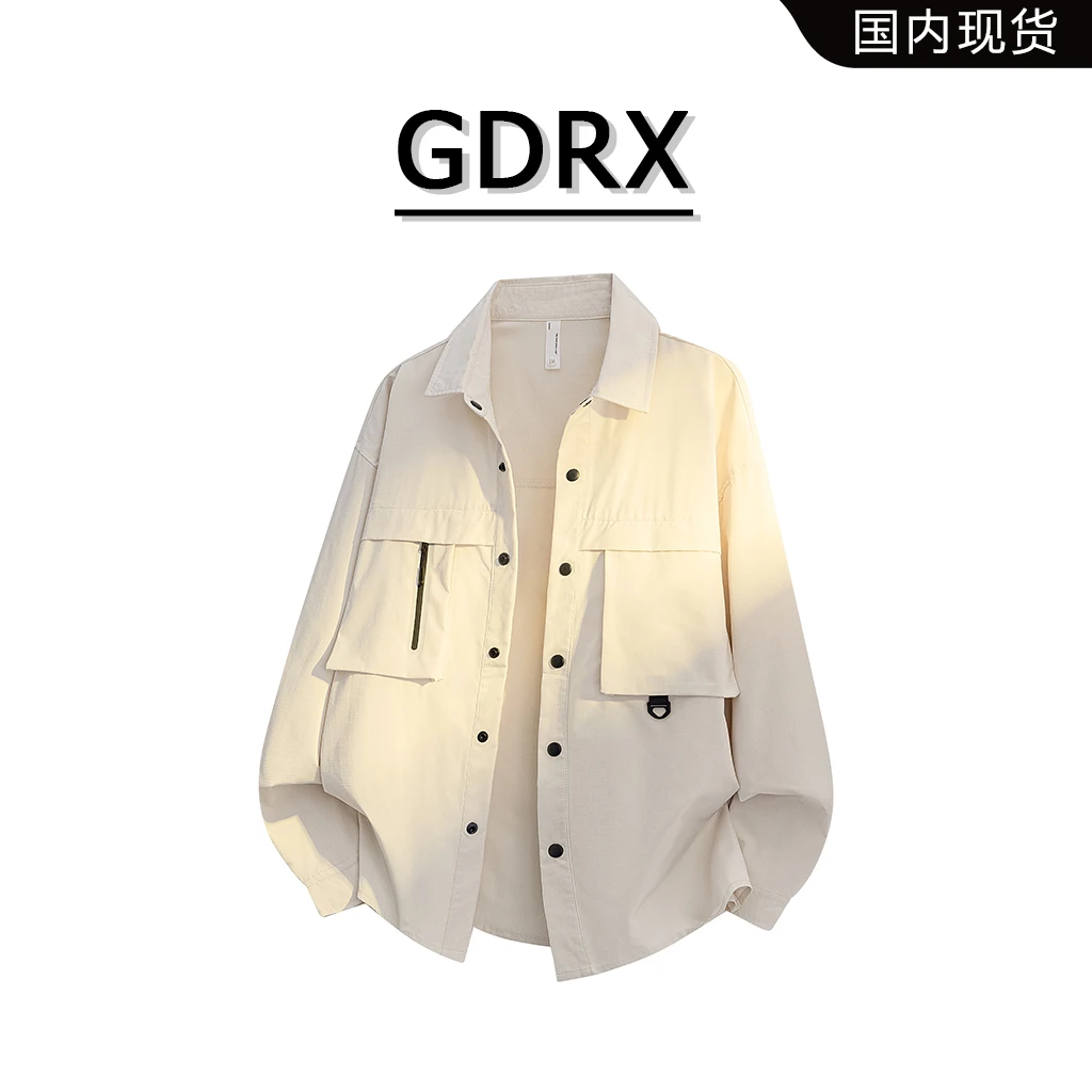 GDRX美式翻领男士夹克长袖衬衫2025秋季新款休闲百搭宽松个性上衣
