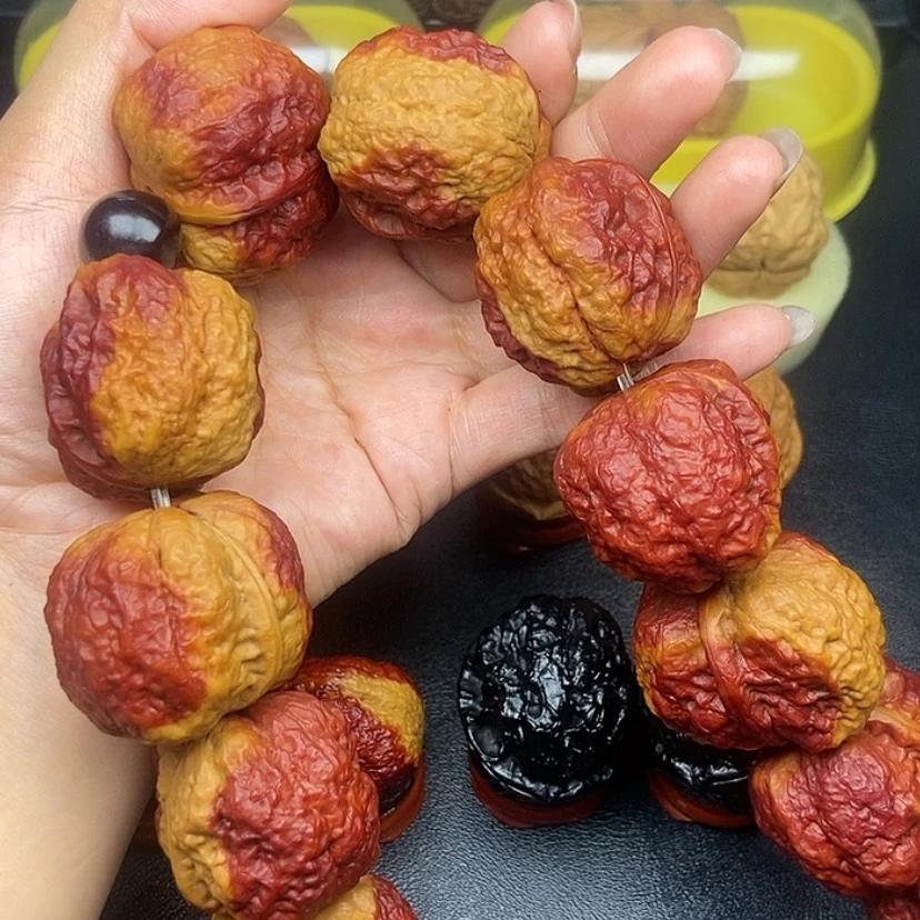 【闪购商品】文玩核桃手串七彩手持方尊金蟾