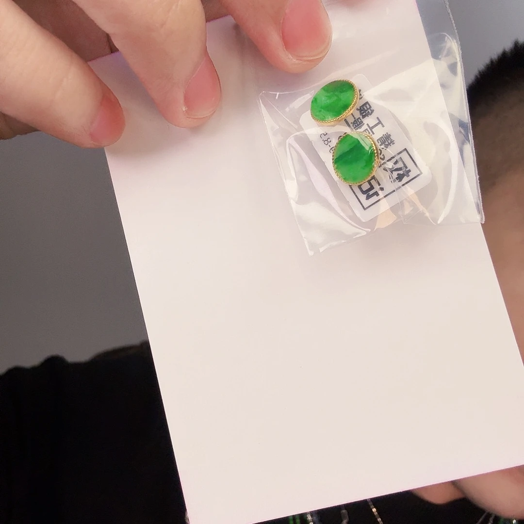 翡翠颈饰银S925镶嵌一对