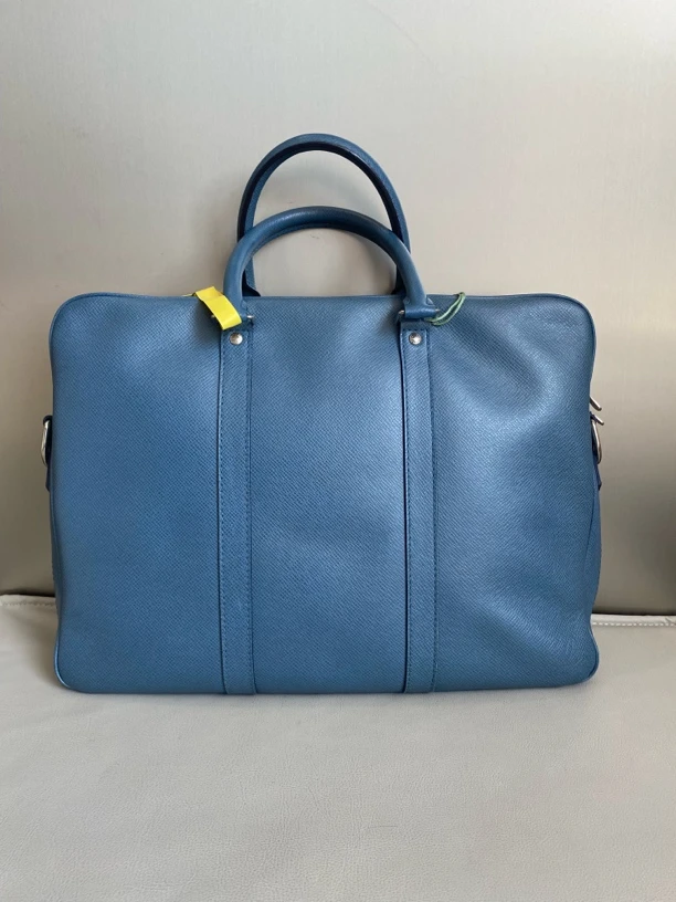 95新 LouisVuitton/路易威登 lv蓝色全皮拉链手提公文包男包zp158