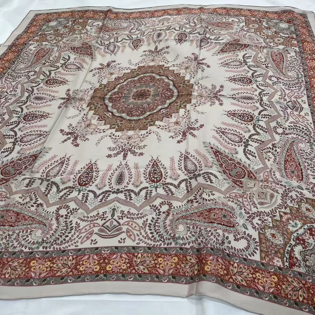 110 6d双乔方巾-橙碎花 105cm丝巾