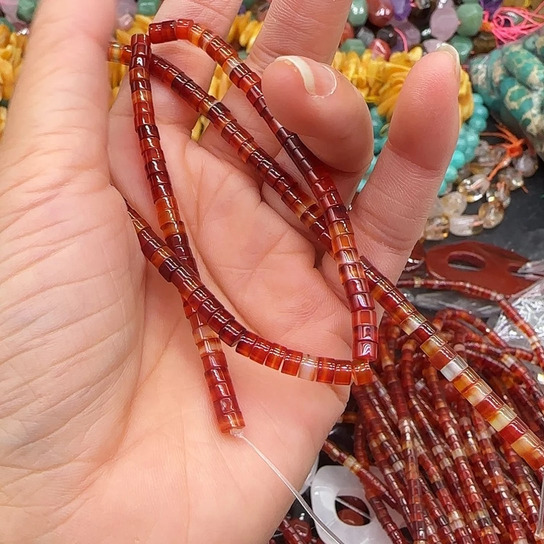 玛瑙/玉髓合金珠宝半成品红玛瑙4mm一条