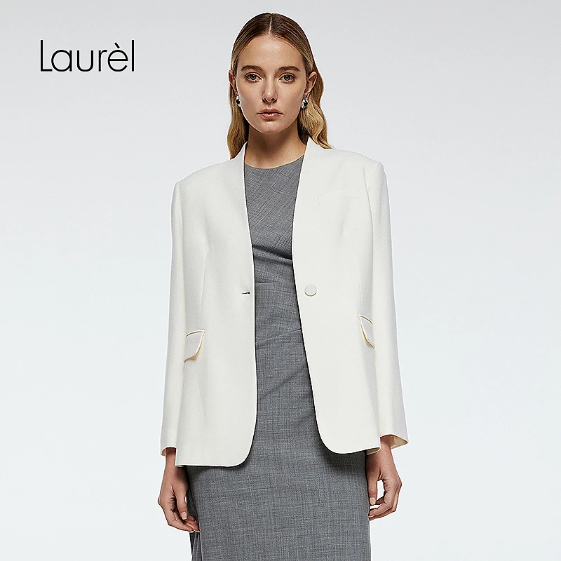 Laurel劳芮25秋新款无领设计感西装外套女LWD363T02500