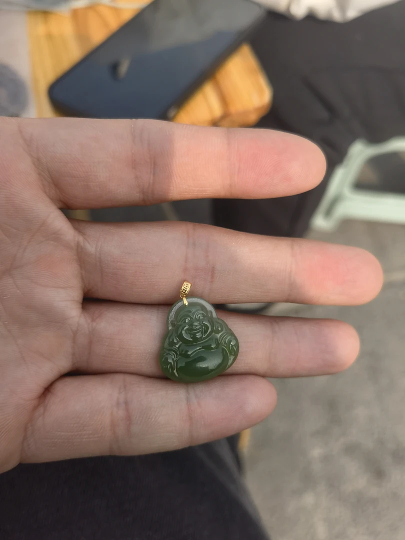 和田玉18k冰底碧玉佛公