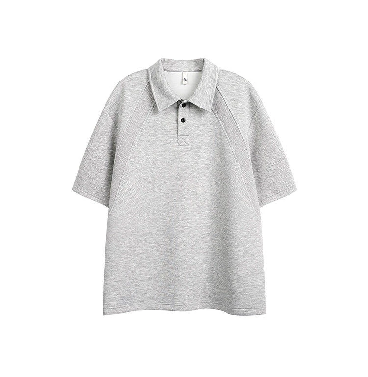 日系简约解构polo衫短袖t恤男女夏季cleanfit拼接翻领百搭上衣