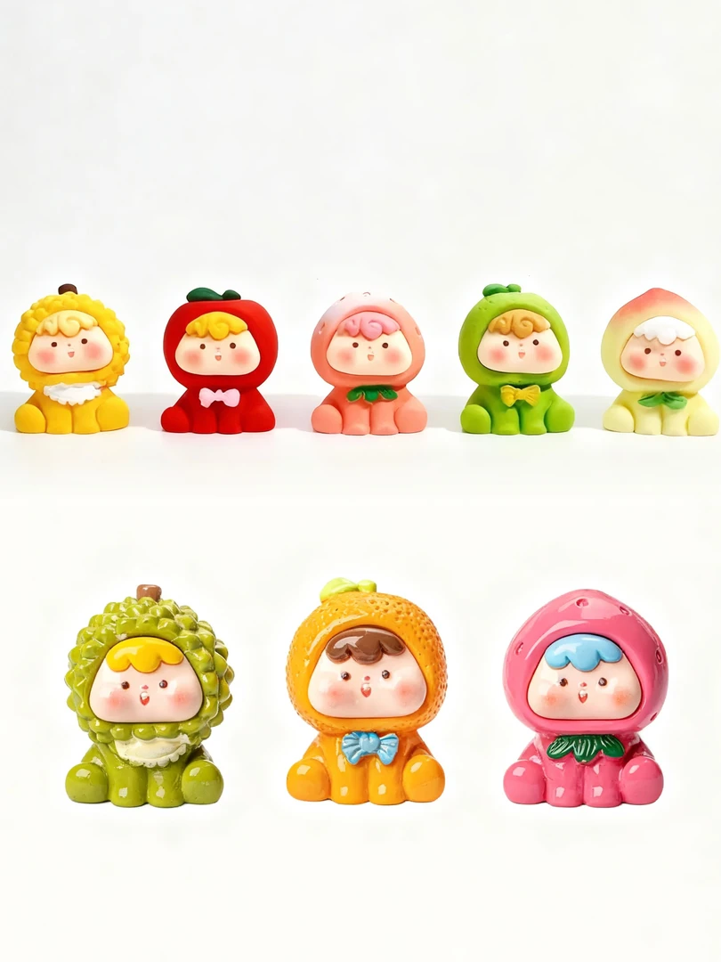 【直播拆】磨砂实色水果崽崽卡通萌粒DIY树脂摆件可爱创意桌面摆件