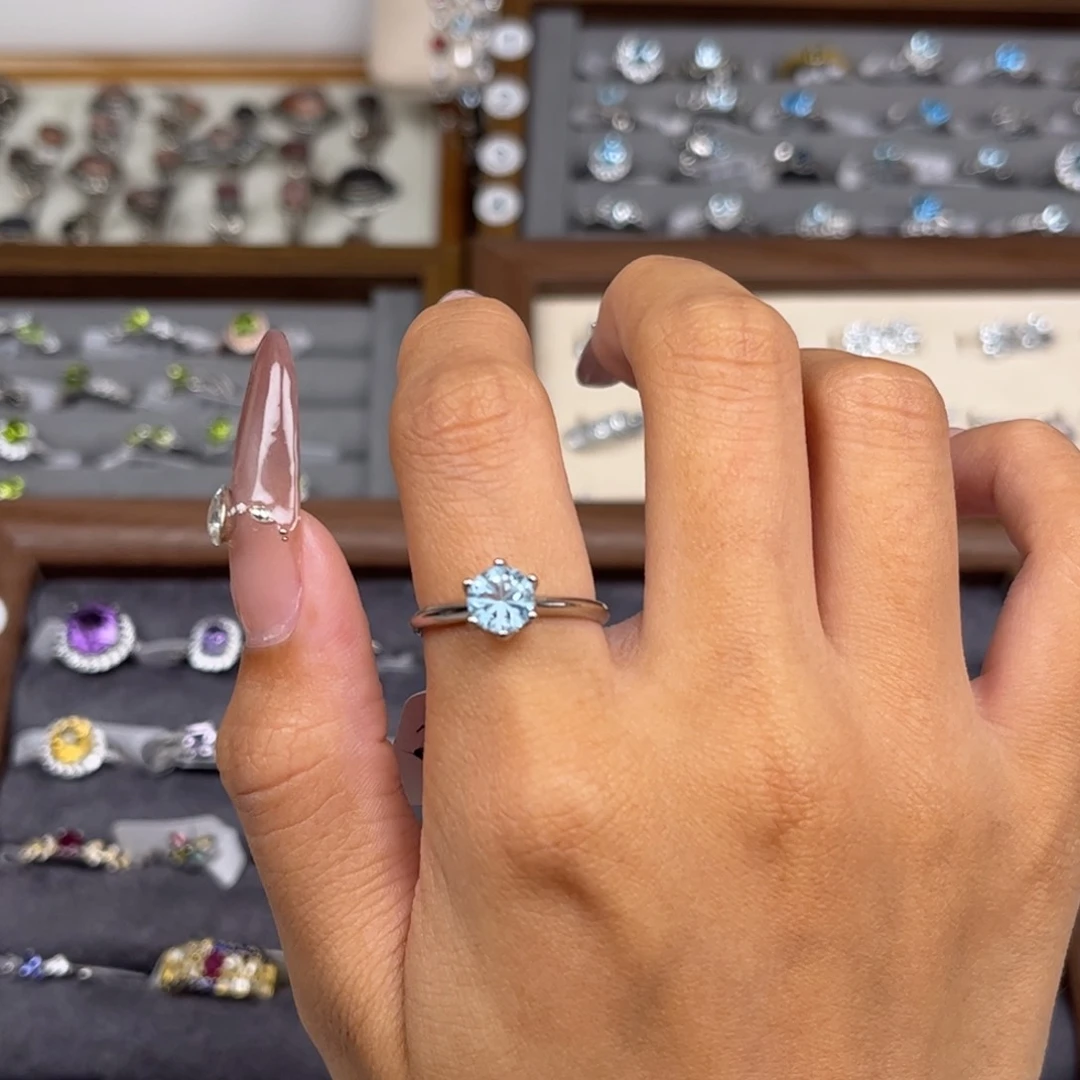 托帕石戒指银S925镶嵌天****道