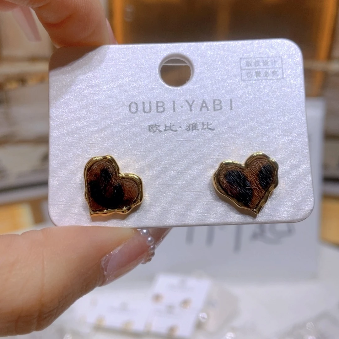 琉璃纯铜合金豹纹桃心