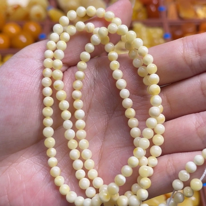 蜜蜡未镶嵌珠宝奇石满蜡白蜡项链多圈卡4微微瑕