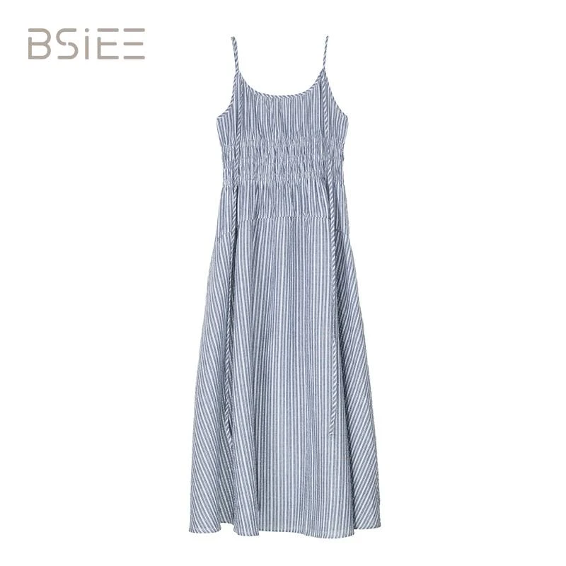 BSIEE/本涩条纹吊带连衣裙显瘦气质时尚