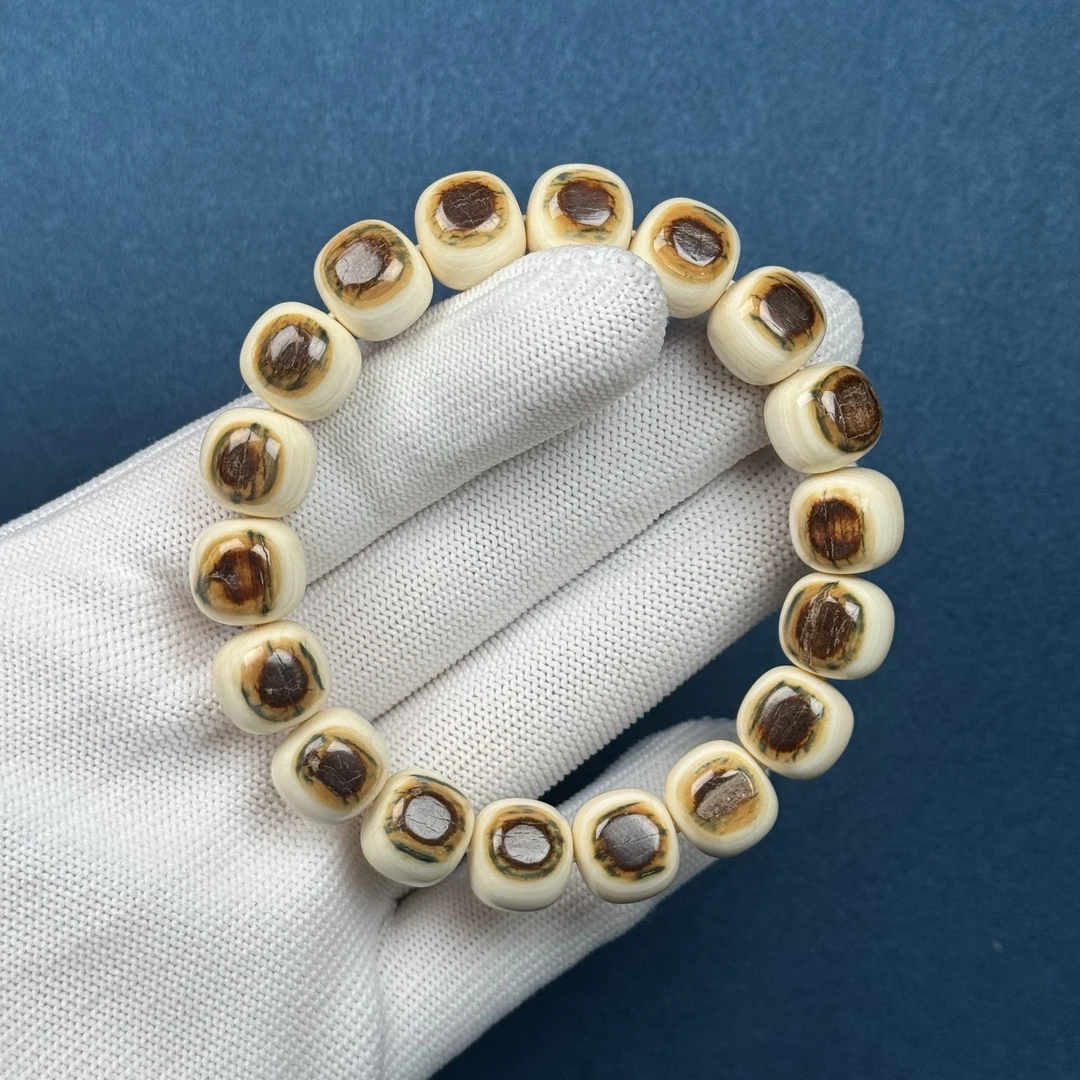 Q41-78天然猛犸牙 黄金瞳手串 12*11mm支持复检假一罚十