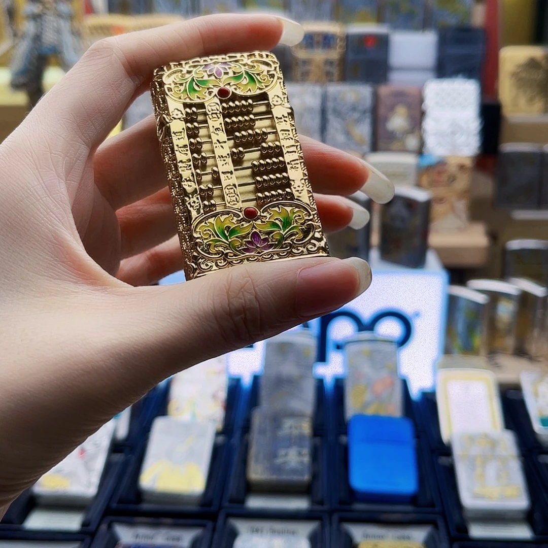 山***王铜钢纤巧算盘打火机