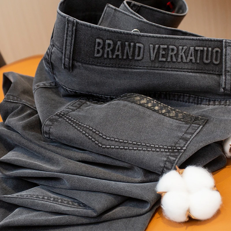 轻奢时尚夏季薄款牛仔裤新款男潮牌痞帅有型修身小脚高端休闲裤男