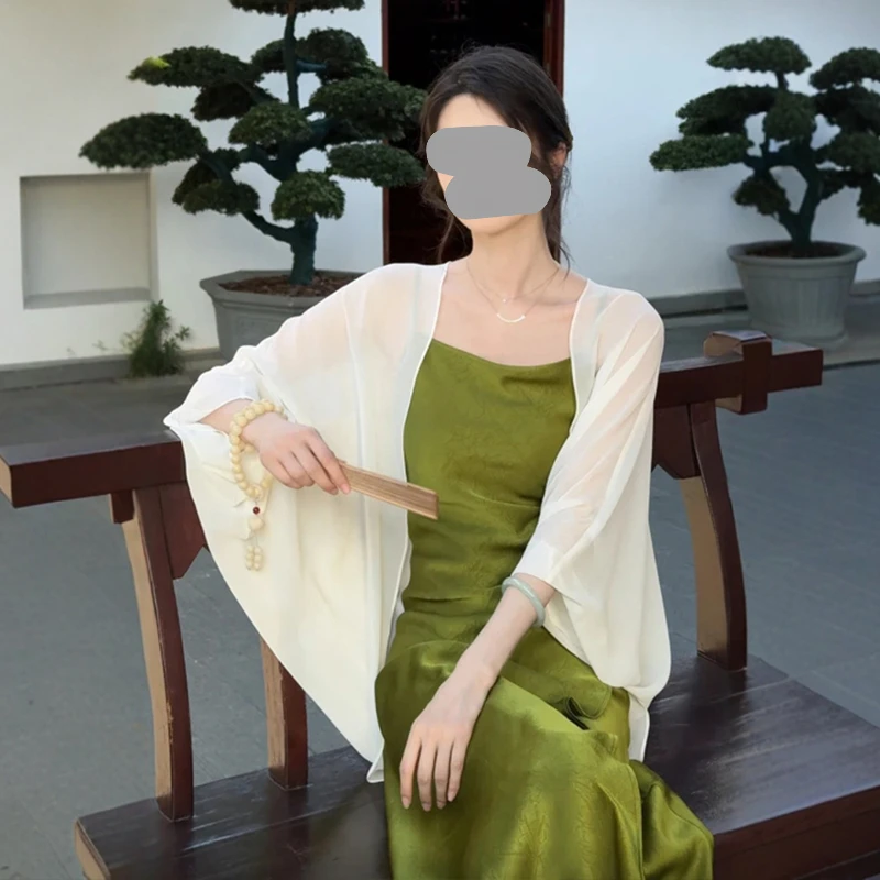 2025夏季网红爆款时尚套装裙高级感女神范气质宽松吊带裙防嗮衬衫