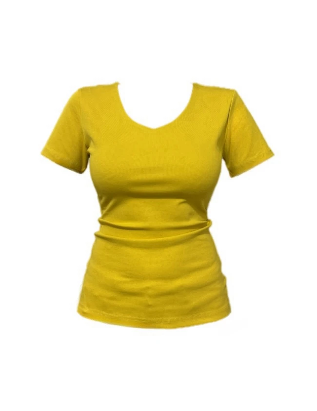 【Amy家】270克92棉夏季多色正肩v领短袖T恤女微胖mm显瘦掐腰上衣