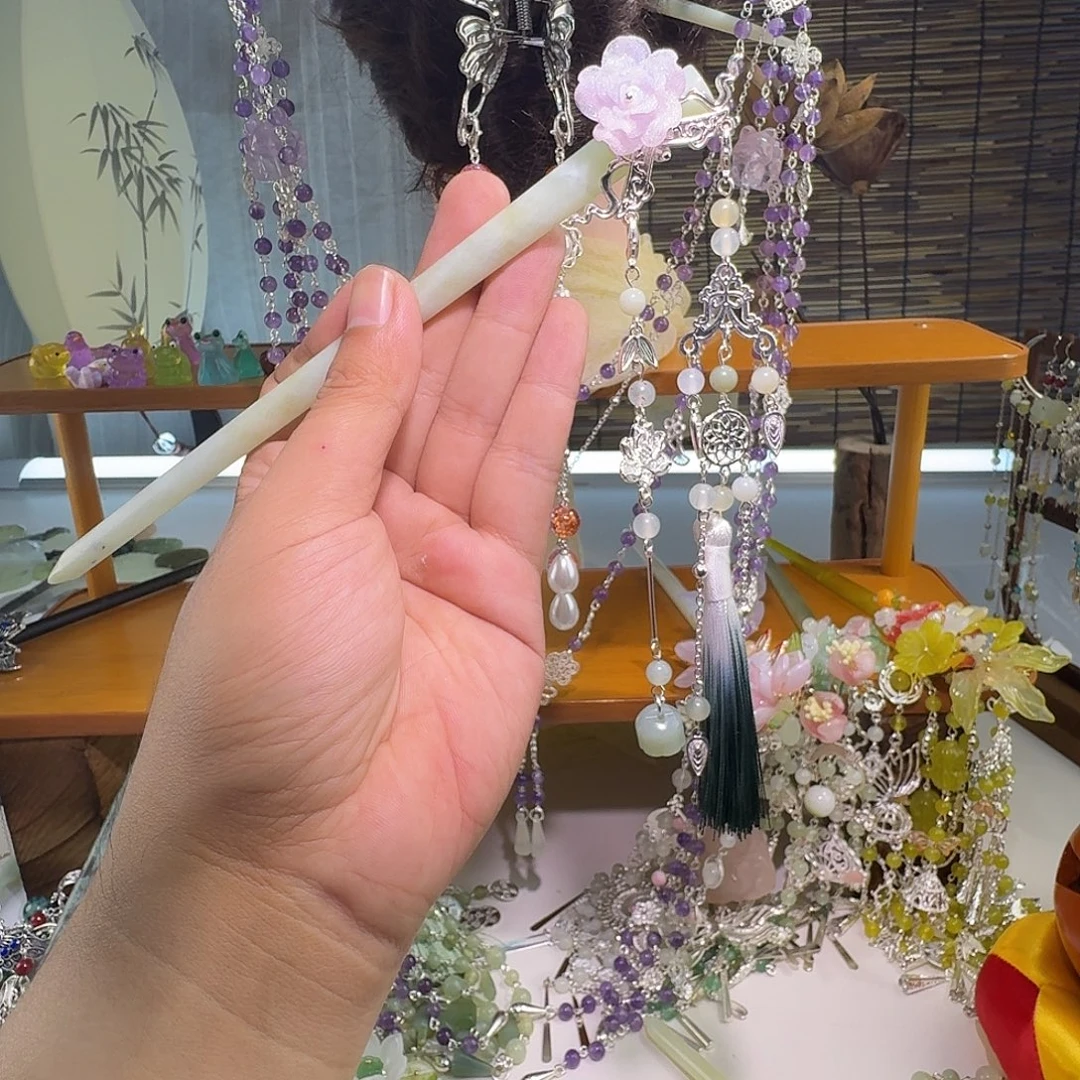 蛇纹石玉合金发饰