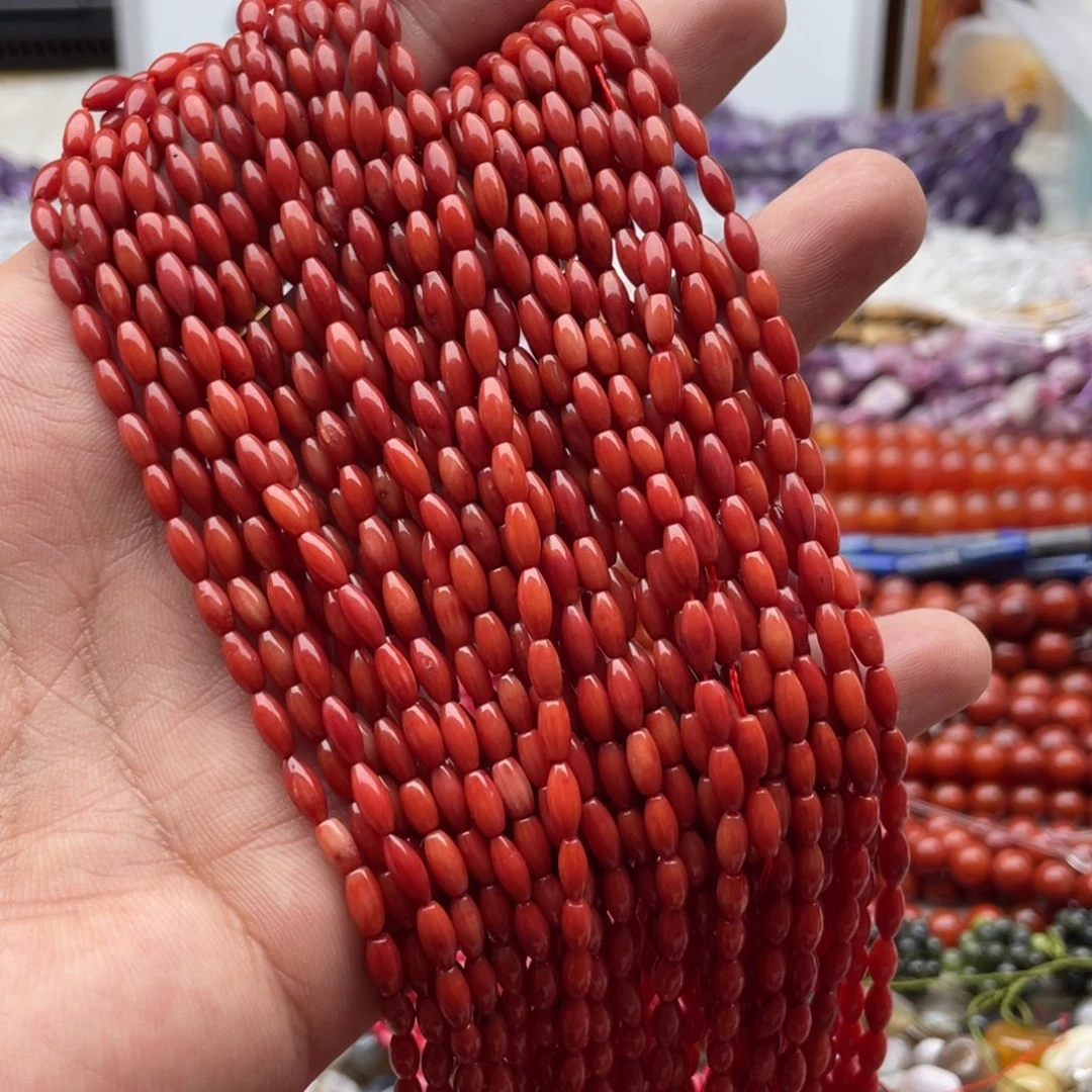 玛瑙/玉髓合金珠宝半成品一条装3*6mm沙丁精灵米珠