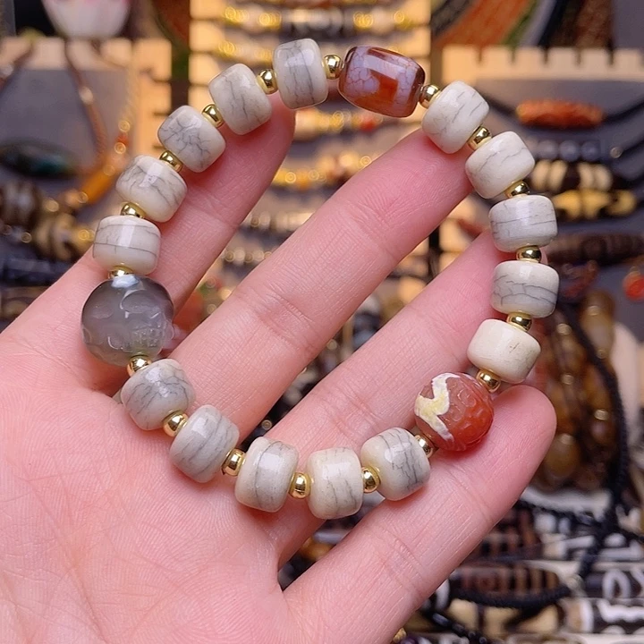 玛瑙/玉髓未镶嵌天珠手串