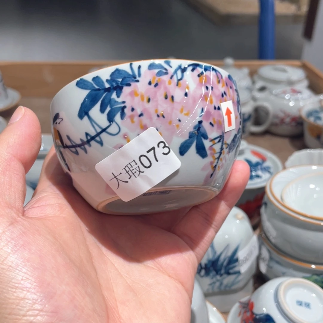 釉下手绘茶具微瑕