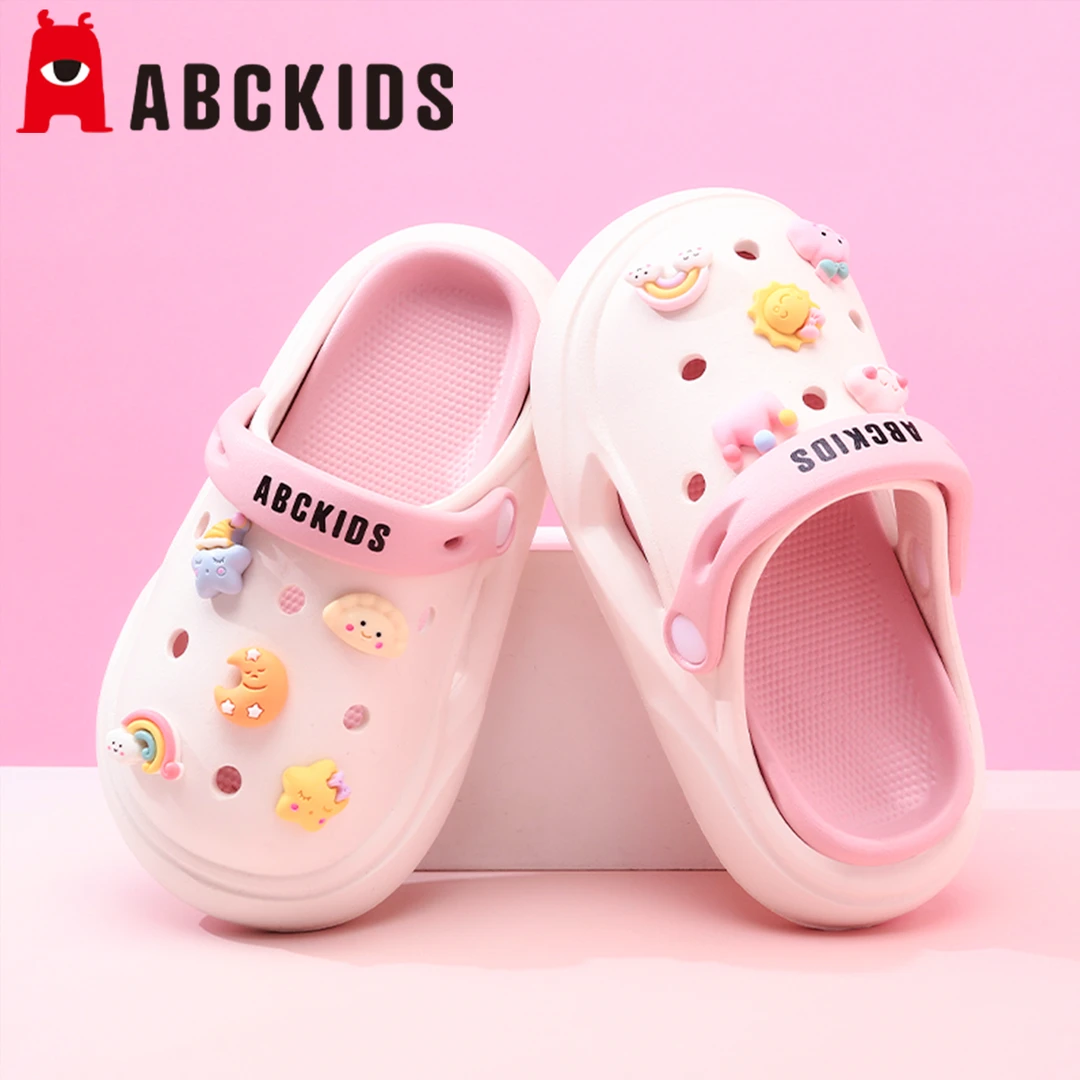 Abckids儿童洞洞鞋女童夏季新款可爱软底拖鞋外穿防滑女孩沙滩鞋