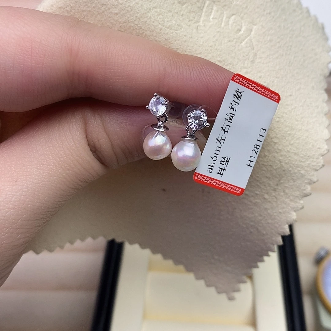 海水珍珠耳饰银S925镶嵌