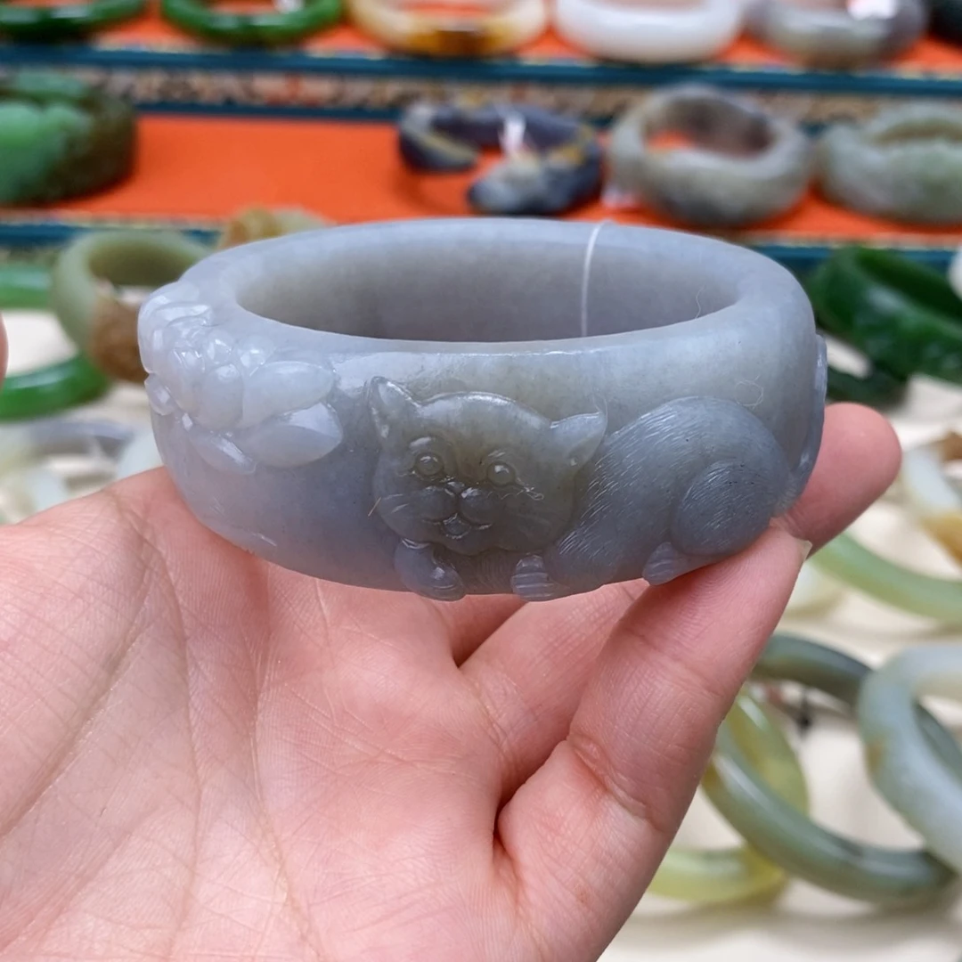 和田玉手镯57.3定制未镶嵌小*