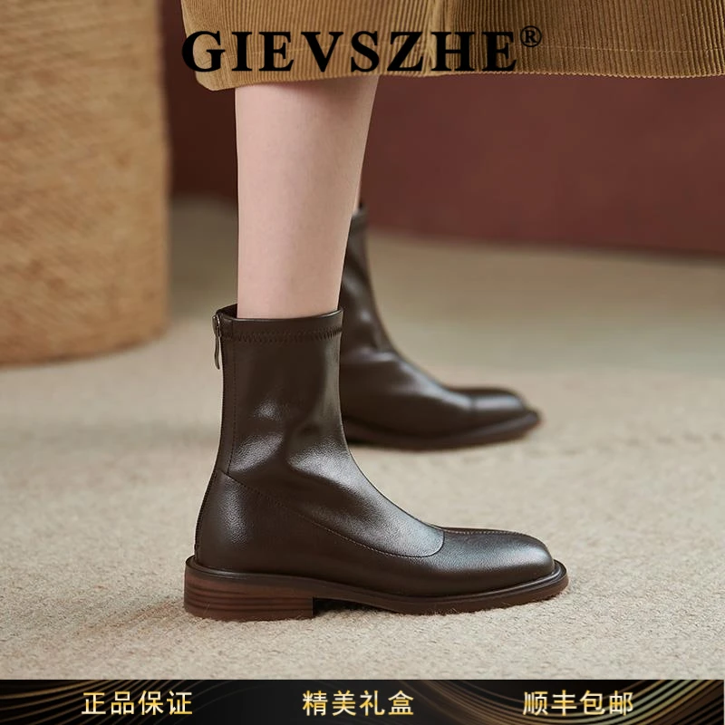 纪诗哲百搭英伦显瘦弹力靴子女款爆款2025新款洋气靴阔腿裤必备鞋