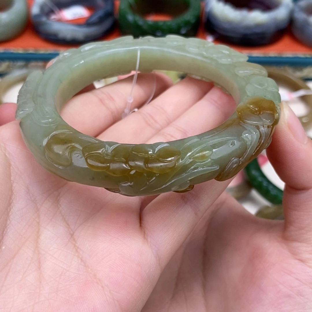 和田玉手镯未镶嵌且末糖手镯61#