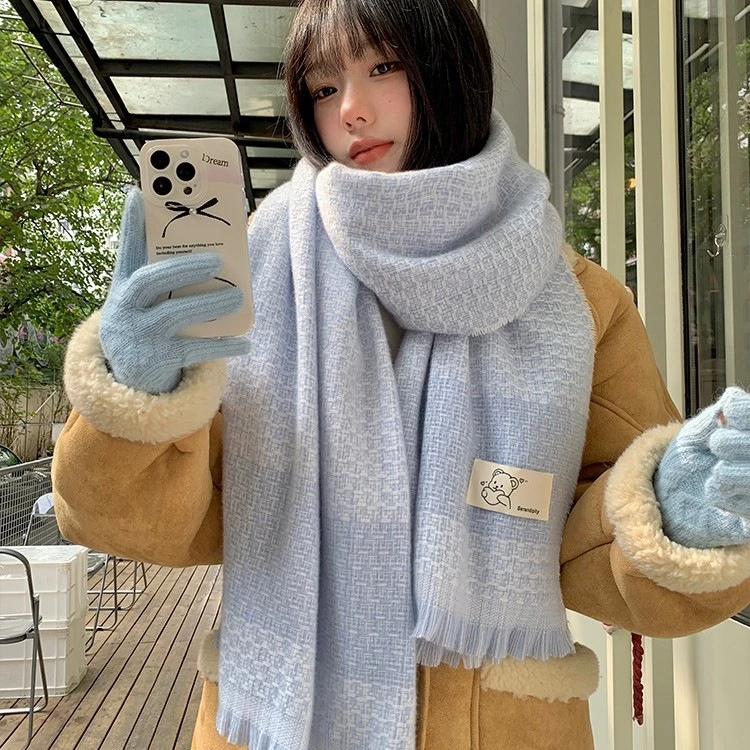 围巾女冬季高级感可爱围脖仿羊绒护颈针织披肩外搭秋冬新款围脖