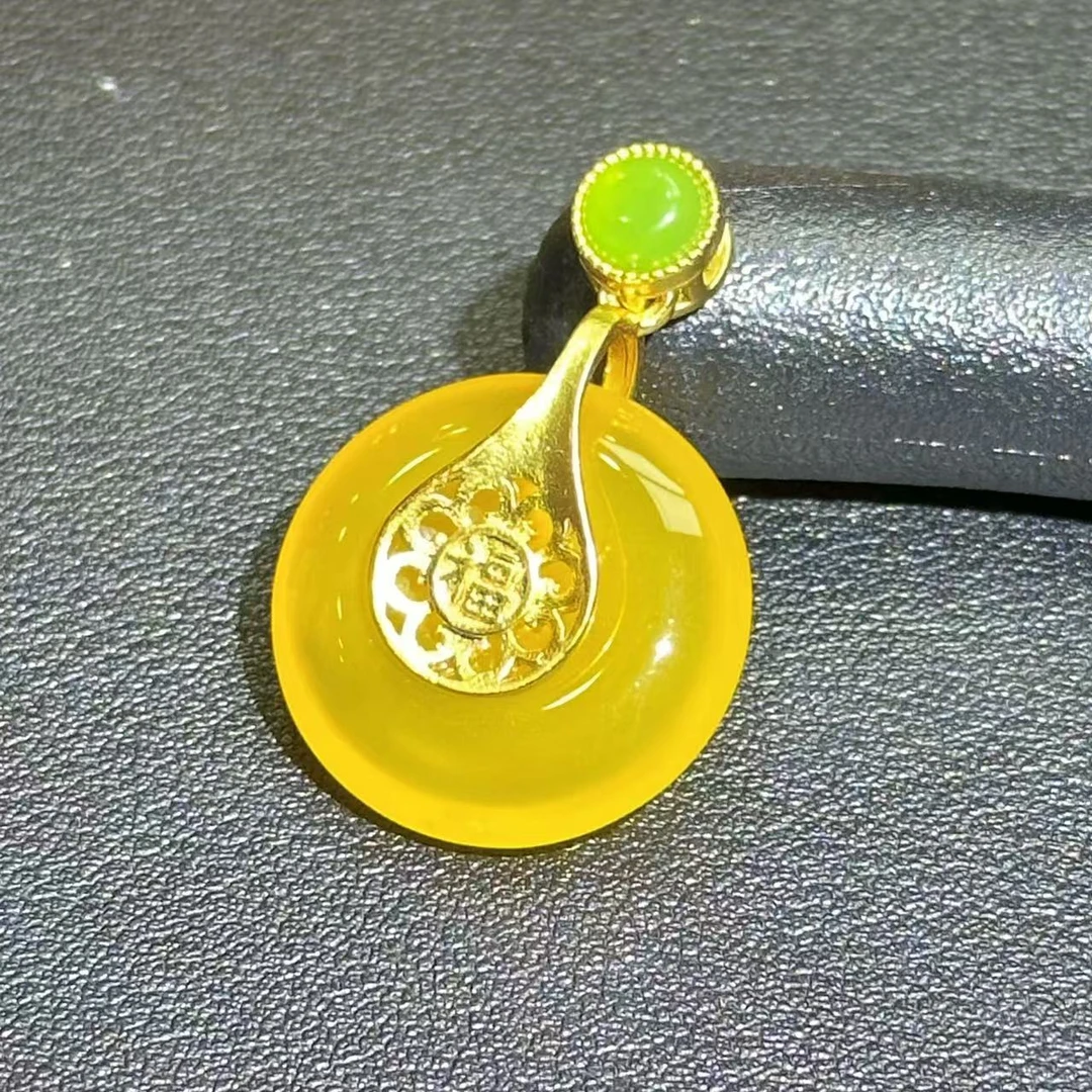 面面来财珠宝S7520-田黄玛瑙平安扣-配绳子-配扣头