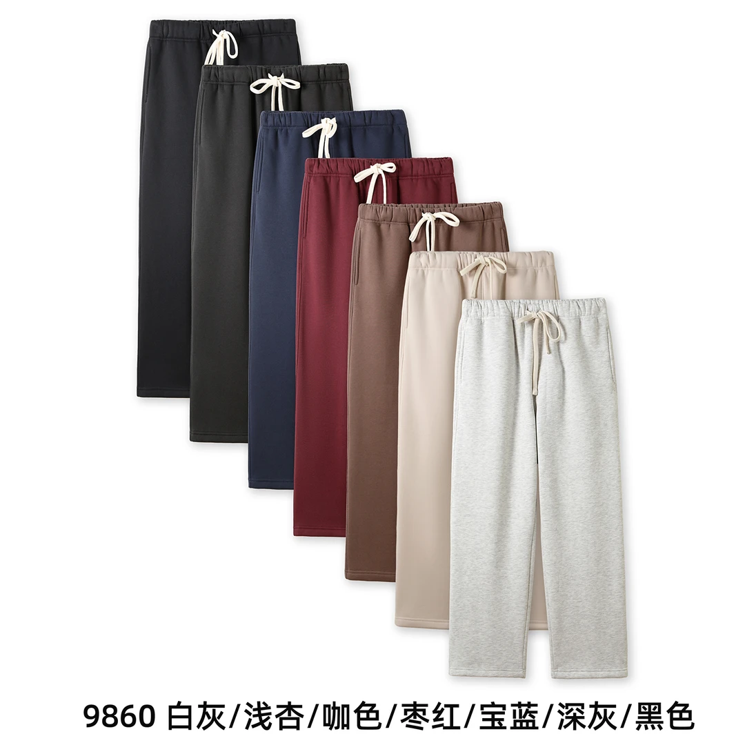 2025冬季加绒经典情侣款宽松直桶休闲卫裤百搭时尚