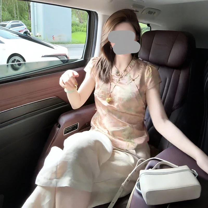 国风复古气质短袖衬衫女夏季2025新中式改良旗袍修身立领减龄上衣