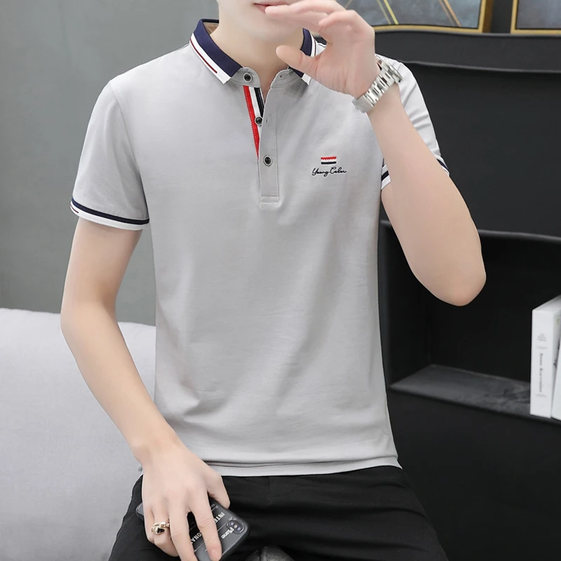 短袖薄款Polo衫男士全棉刺绣翻领t恤运动时尚休闲免烫上衣半袖潮