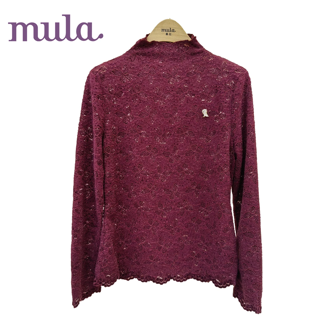 慕拉2024年冬装时尚百搭长袖蕾丝打底衫M4510X064