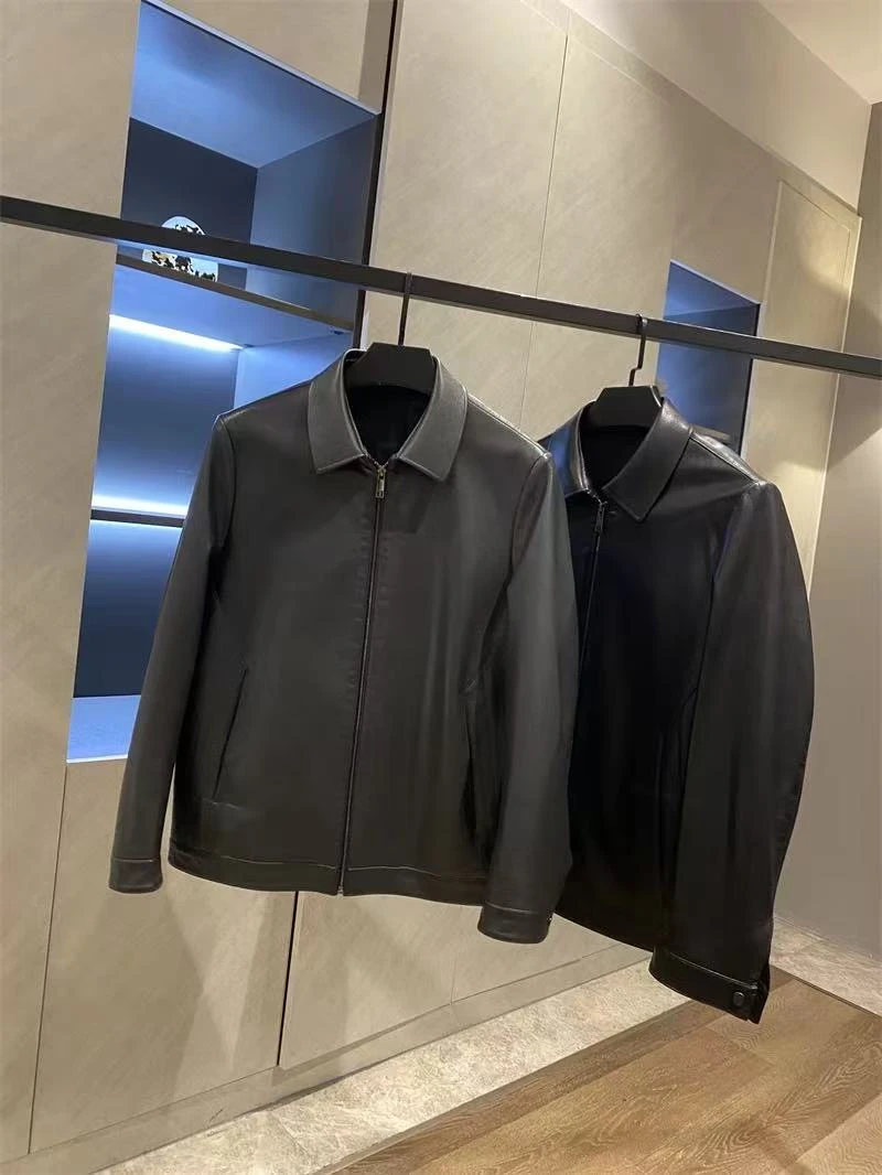 100-199男士断码春秋商务夹克皮衣