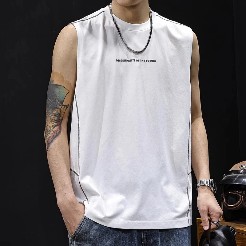 LEIGHZ/雷茨针织明线背心男t恤坎肩夏季无袖运动健身大码2025新款