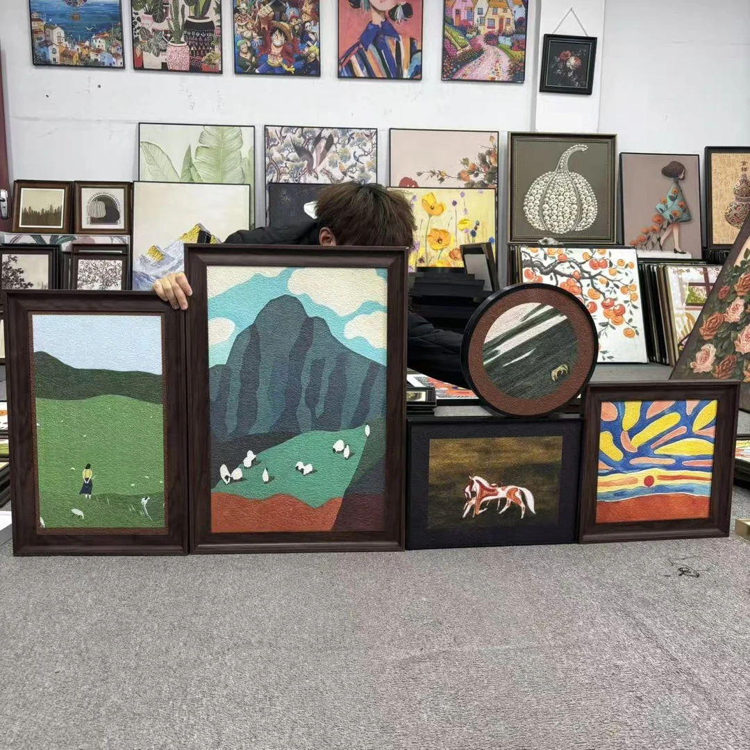 背有靠山法式复古客厅沙发背景墙高档大气装饰画500