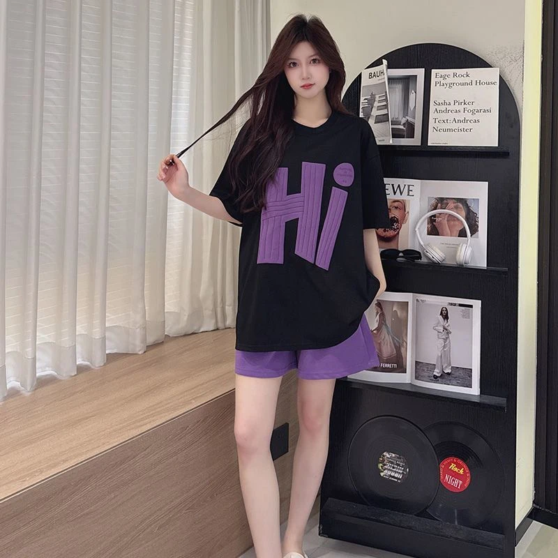 睡衣女纯棉100%全棉2025年夏季新款带胸垫一体短袖短裤家居服套装