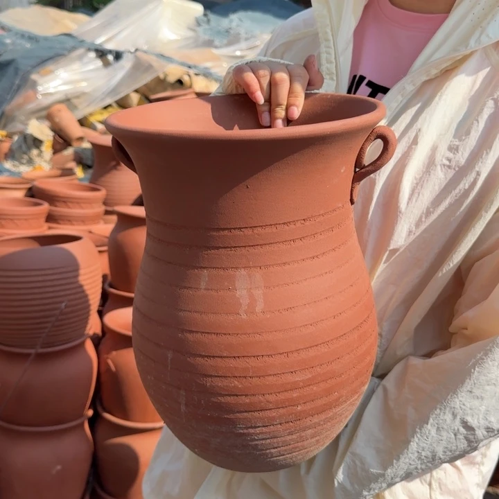 紫砂花盆口24高32宜兴紫砂瑕疵