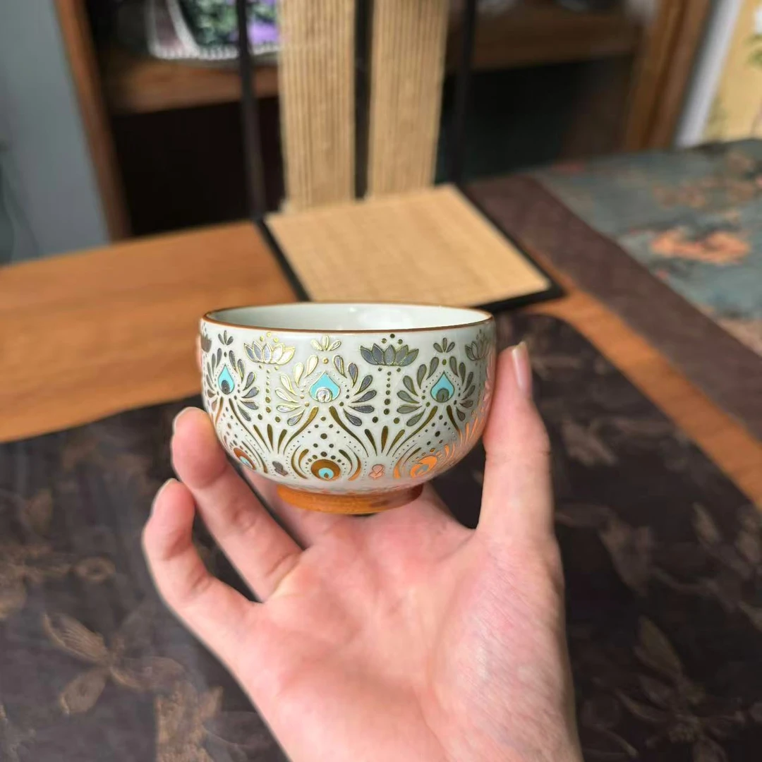 花纹掐金主人杯 3844