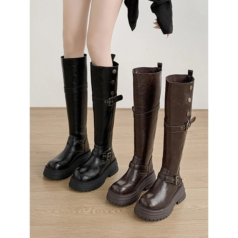 【官网小C&K旗舰店】冬雅丹风骑士长靴女胖mm粗腿大筒围高筒不过