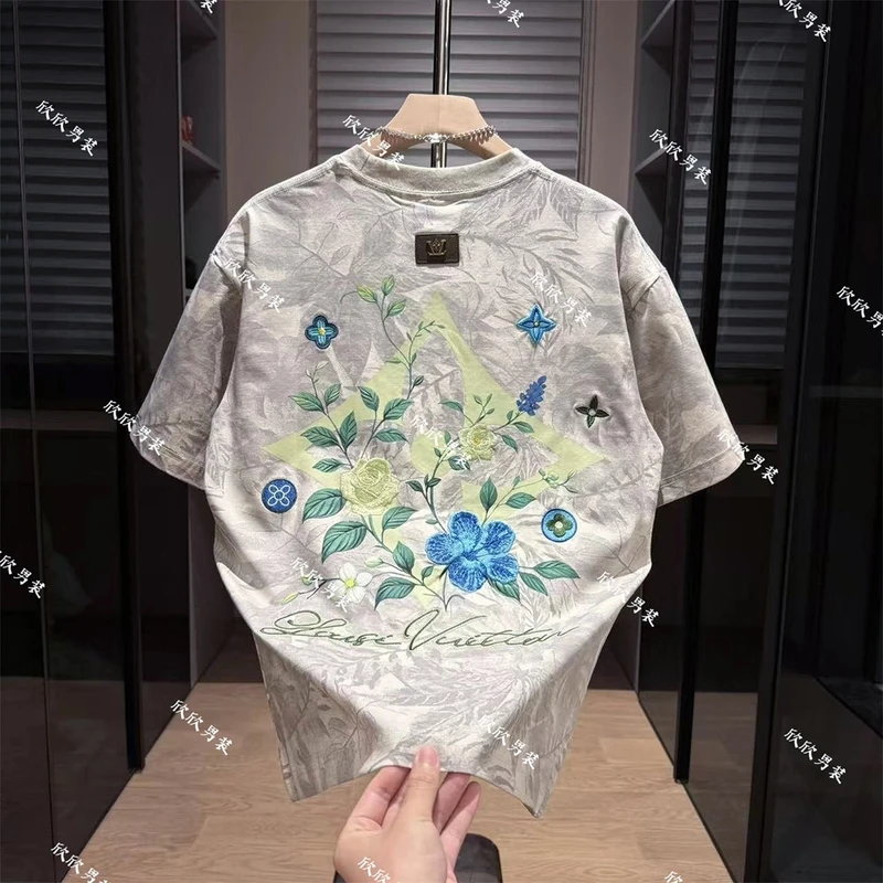 潮牌刺绣彩绘印花痞帅时尚男士休闲短袖