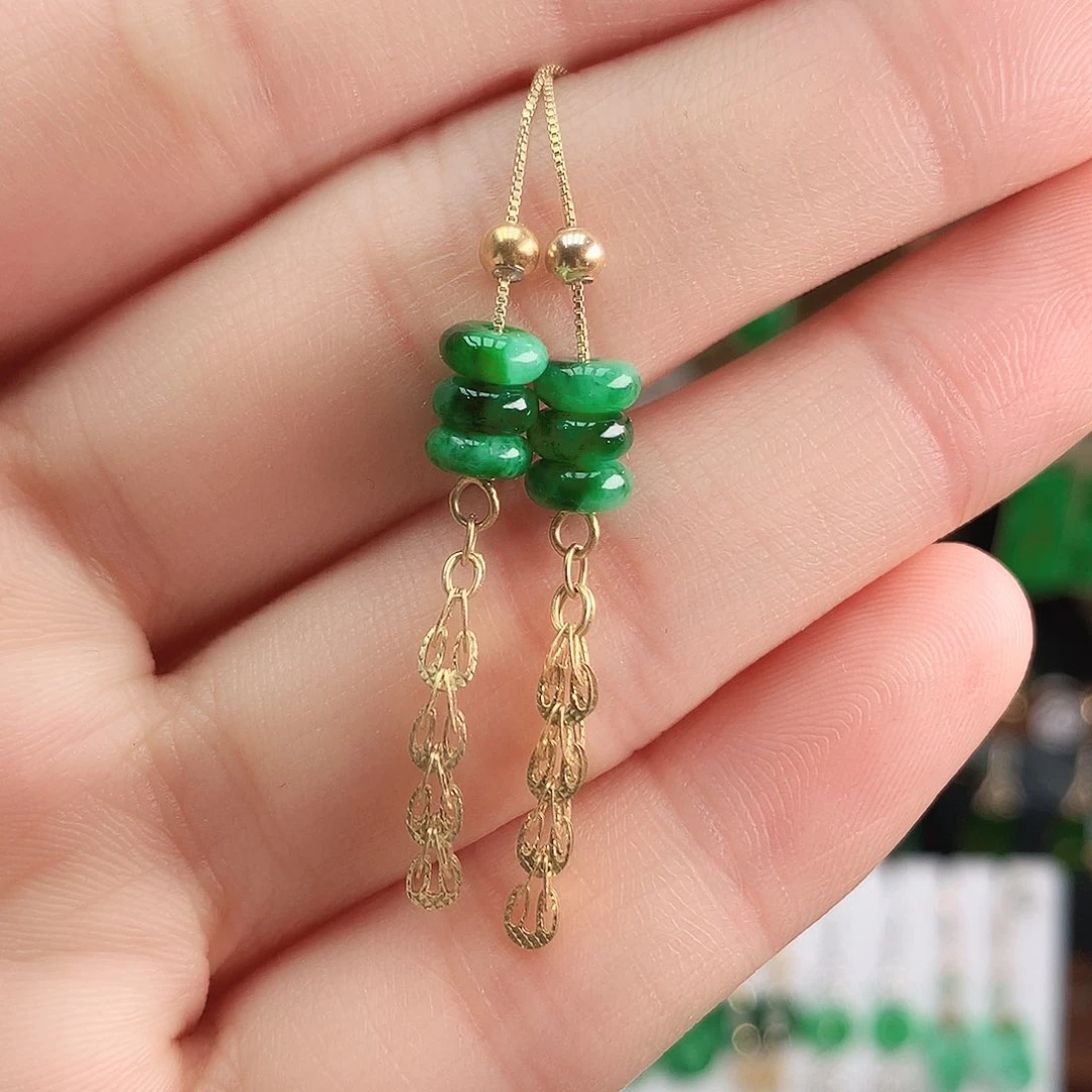 翡翠耳饰银S925镶嵌耳饰