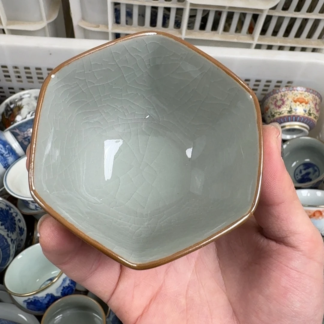 老陶泥素胎六方杯