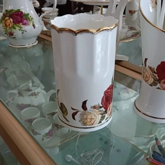 金秋玫瑰手工拍金大容量筷子筒
