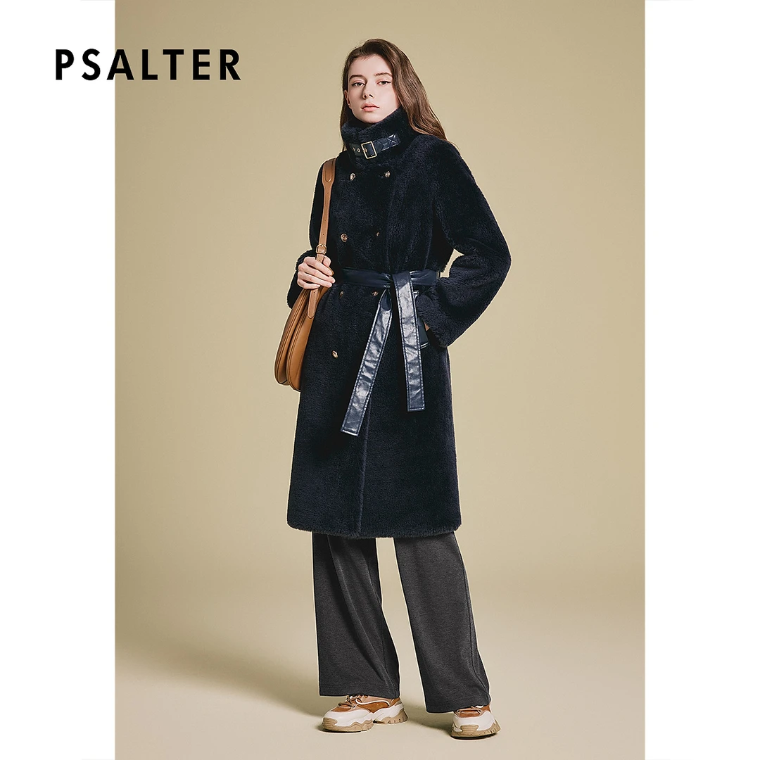 诗篇专选羊羔毛可拆卸腰带中长款女外套冬款6C65110153