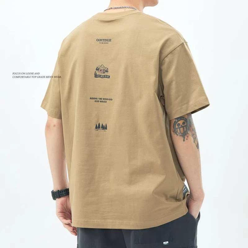 MR.MUDI/穆迪先生重磅纯棉短袖t恤男美式潮流宽松体恤夏新款上衣