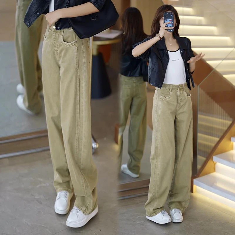 窄版弯刀直筒裤女2025秋冬新款高腰显瘦不贴腿百搭洋气裤子时尚